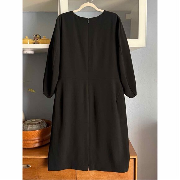 Lafayette 148 New York Wynona Finesse Crepe Shift Dress Black $598 - Picture 3 of 11